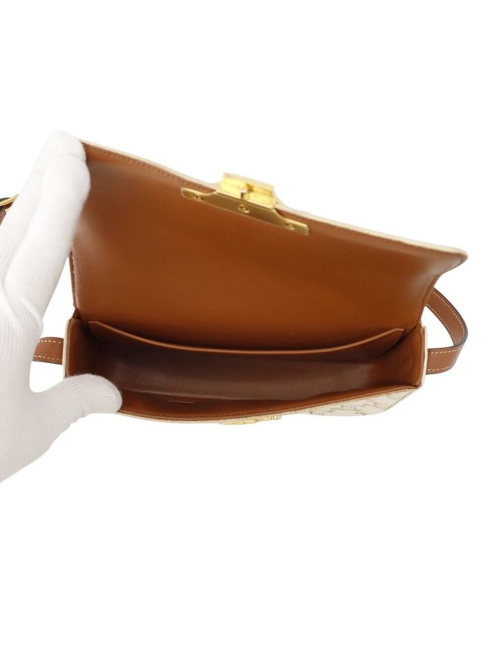 Celine Shoulder Bag Triomphe Claude Calfskin White - Picture 6 of 10